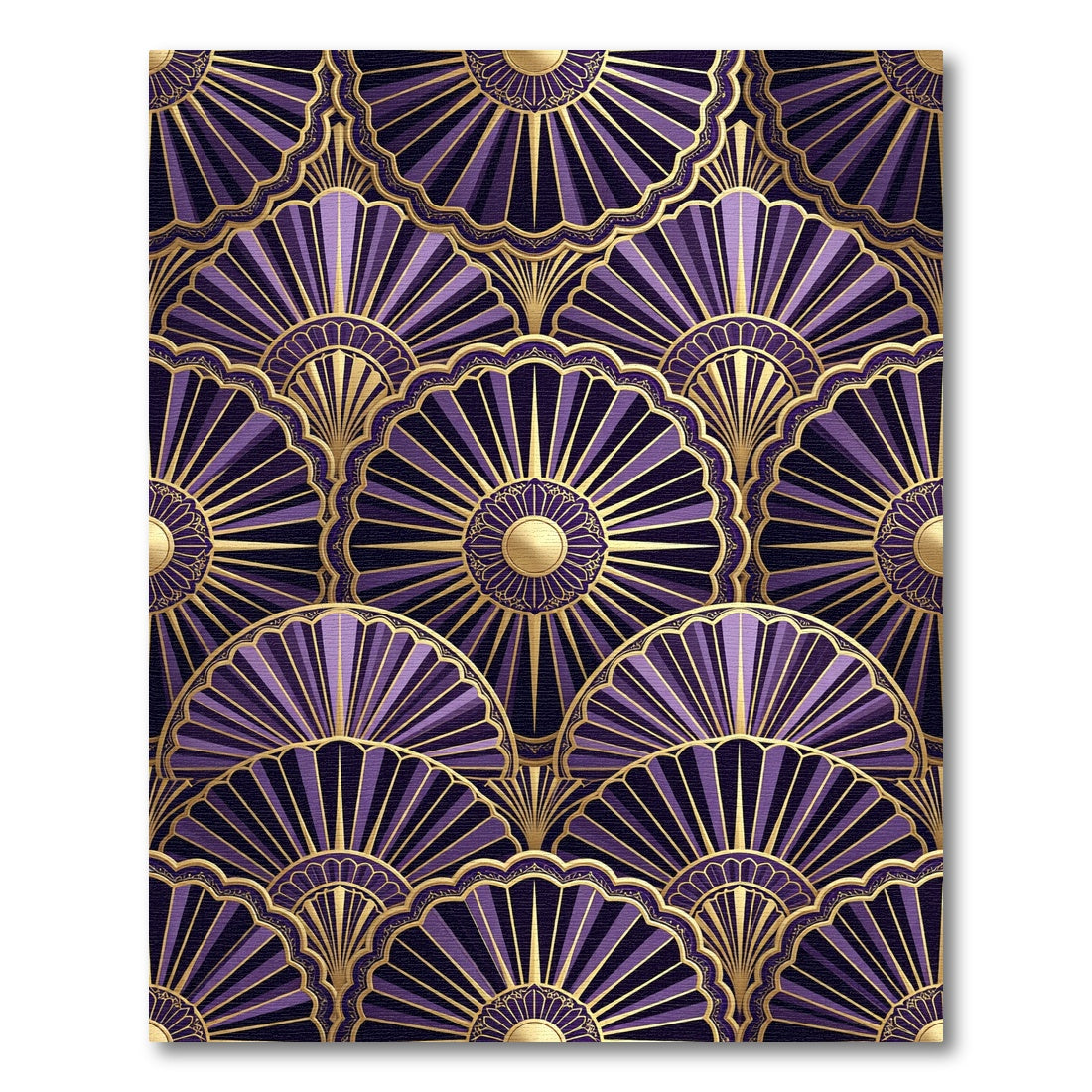Regal Purple Gold Fan Medallions Rug