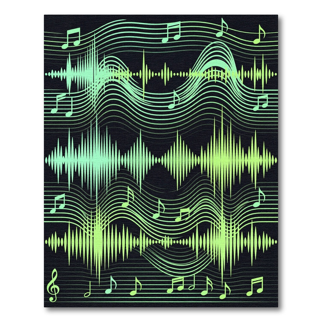 Green Musical Wave Form Rug