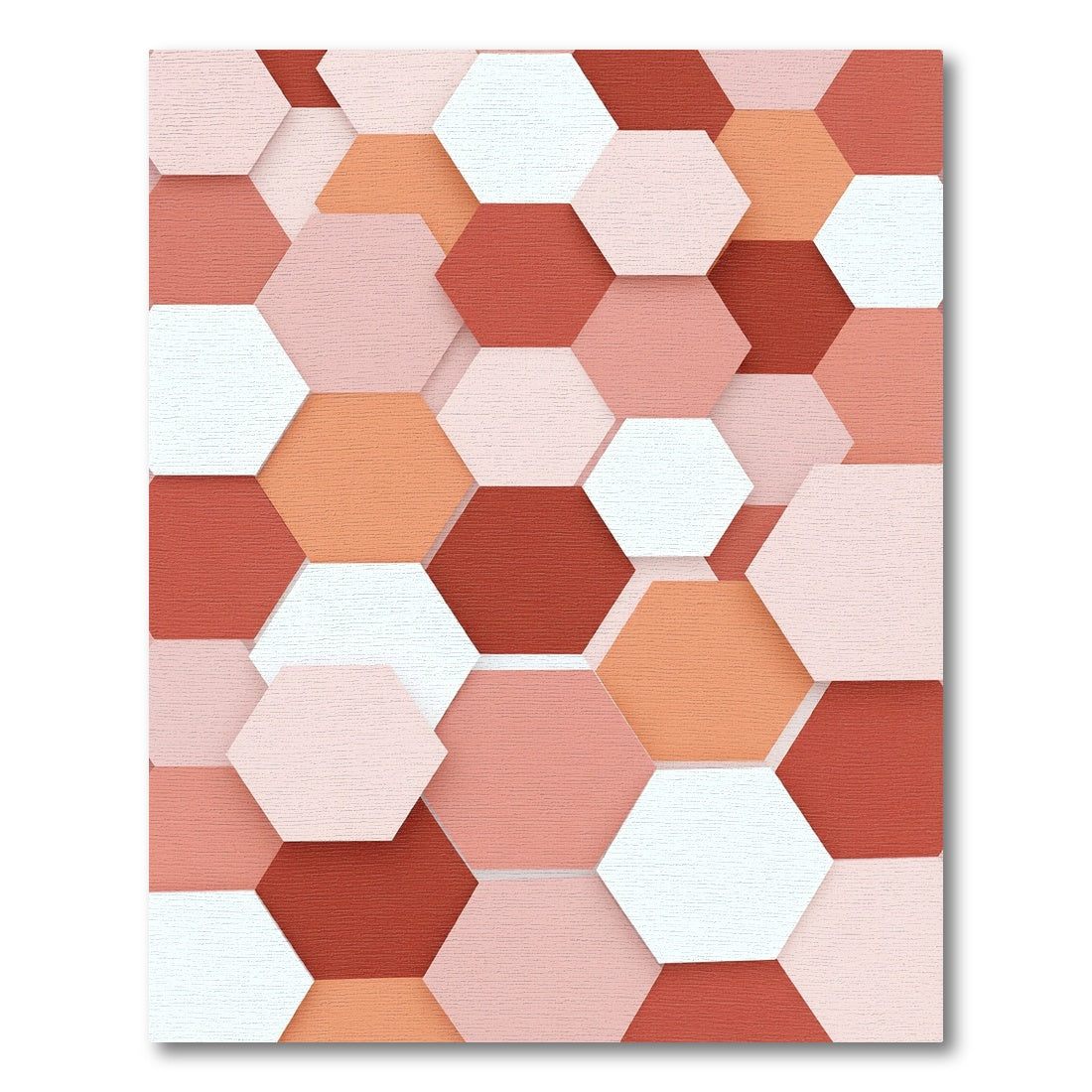 Modern Terracotta Hexagon Geometric Art Rug