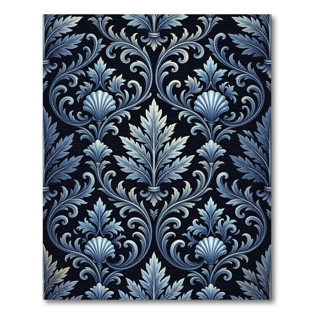 Ornate Blue Acanthus Scroll Rug