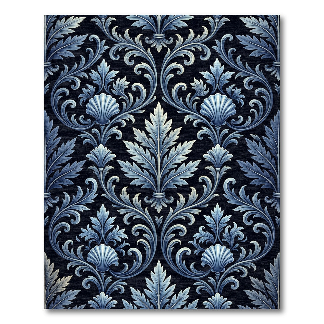 Ornate Blue Acanthus Scroll Rug
