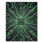 Neon Cybernetic Circuitry Glow Abstract Rug