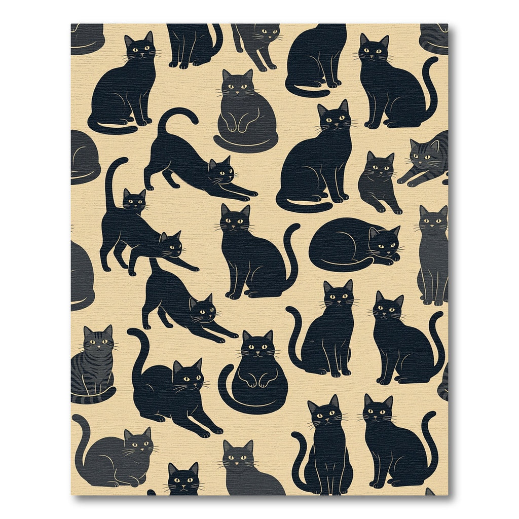 Whimsical Black Cat Graphic Illustration Rug