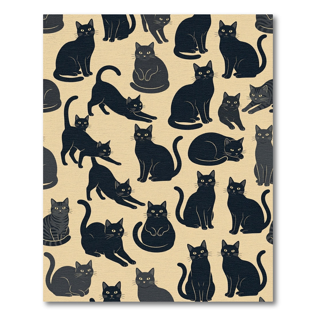 Whimsical Black Cat Graphic Illustration Rug