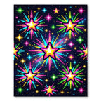 Vibrant Neon Pixel Star Cosmic Sky Rug