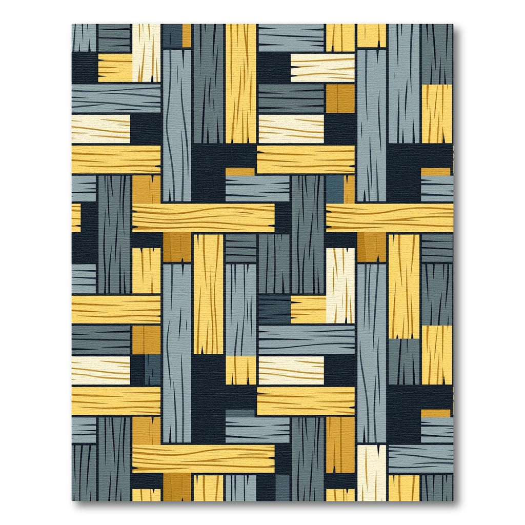 Mid-Century Modern Woven Plank Rug