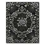 Monochromatic Floral Spiderweb Ornament Rug
