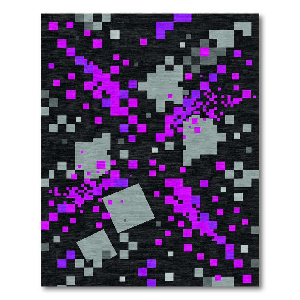 Modern Neon Purple Digital Pixel Grid Rug