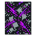 Modern Neon Purple Digital Pixel Grid Rug