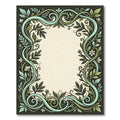 Art Nouveau Green Leaf Scroll Border Rug