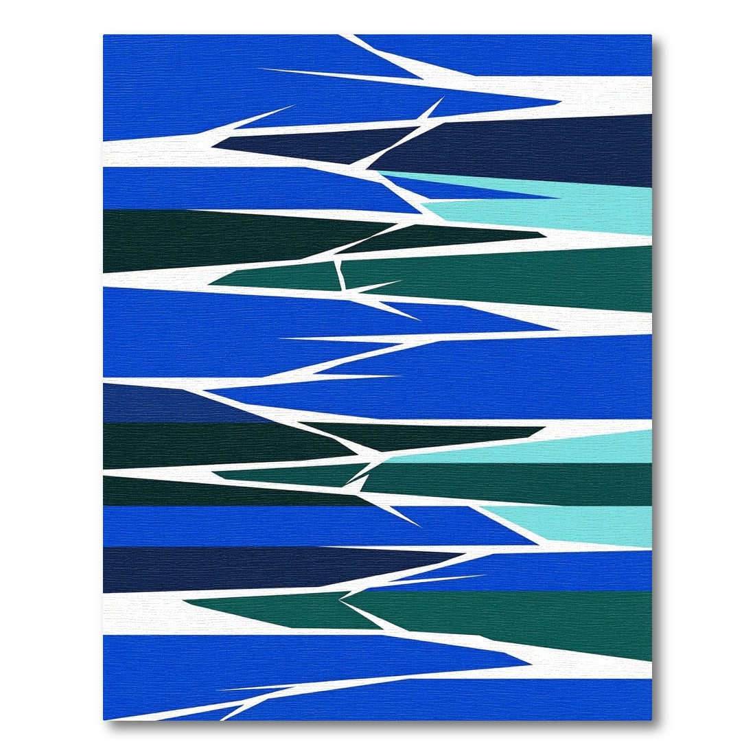 Modern Blue Green Abstract Break Rug