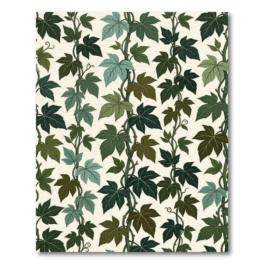 Art Nouveau Green Leaf Vine Rug