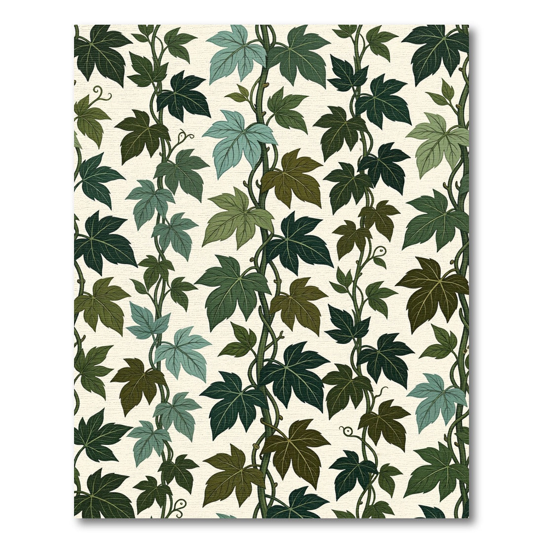 Art Nouveau Green Leaf Vine Rug