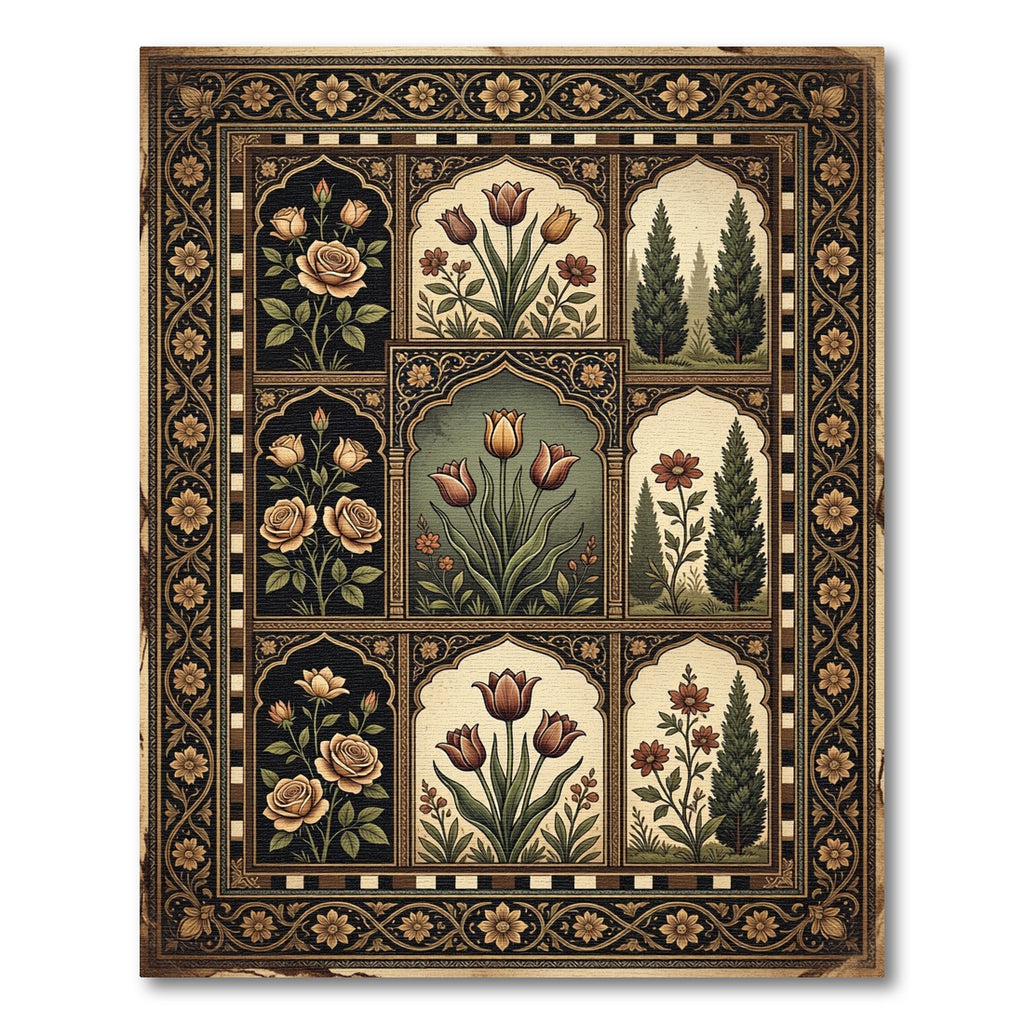 Antique Floral Arch Garden Collection Rug