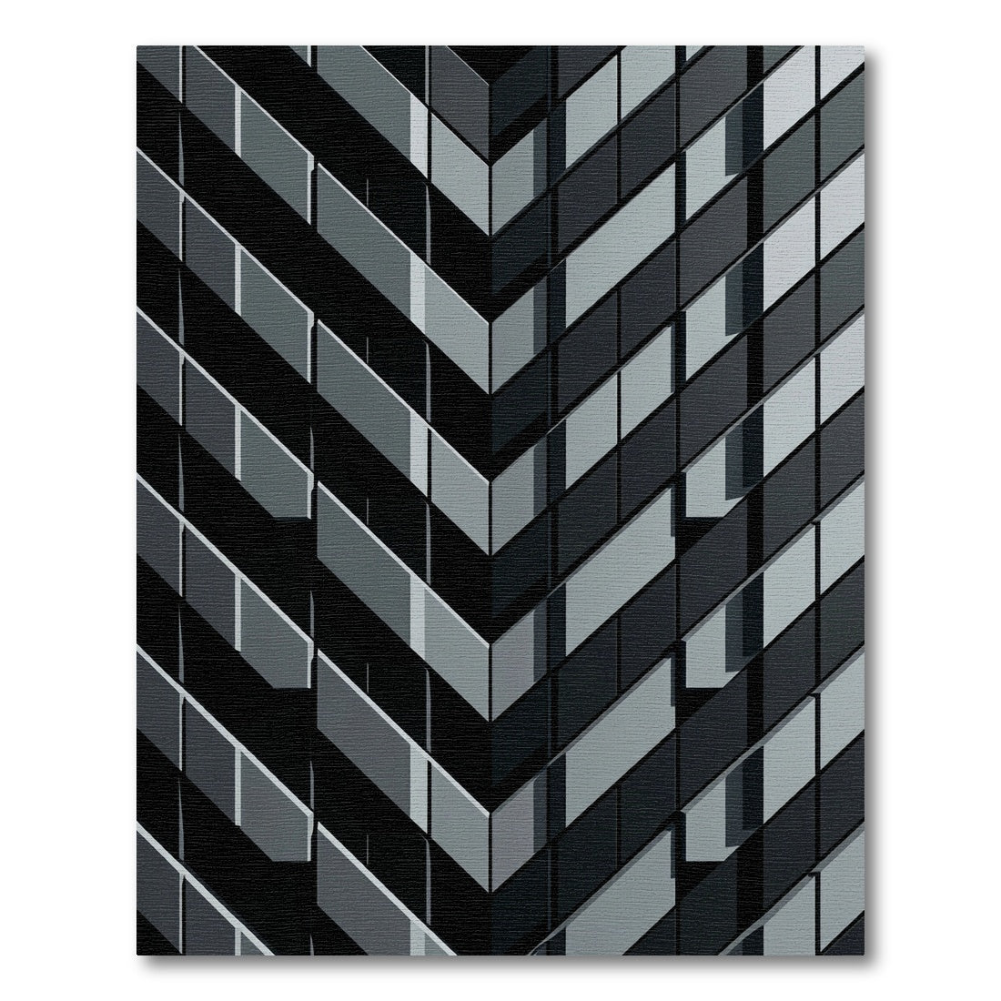 Modern Monochrome Chevron Geometric Art Rug