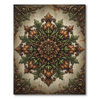 Elegant Earthy Toned Baroque Foliage Medallion Rug