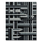 Monochromatic Geometric Architectural Grid Rug