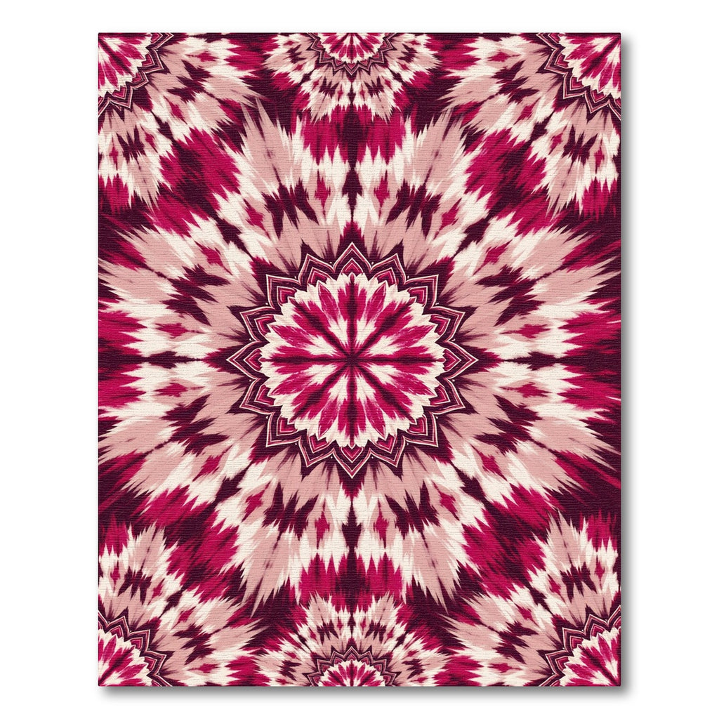 Crimson Rose Tie-Dye Mandala Rug