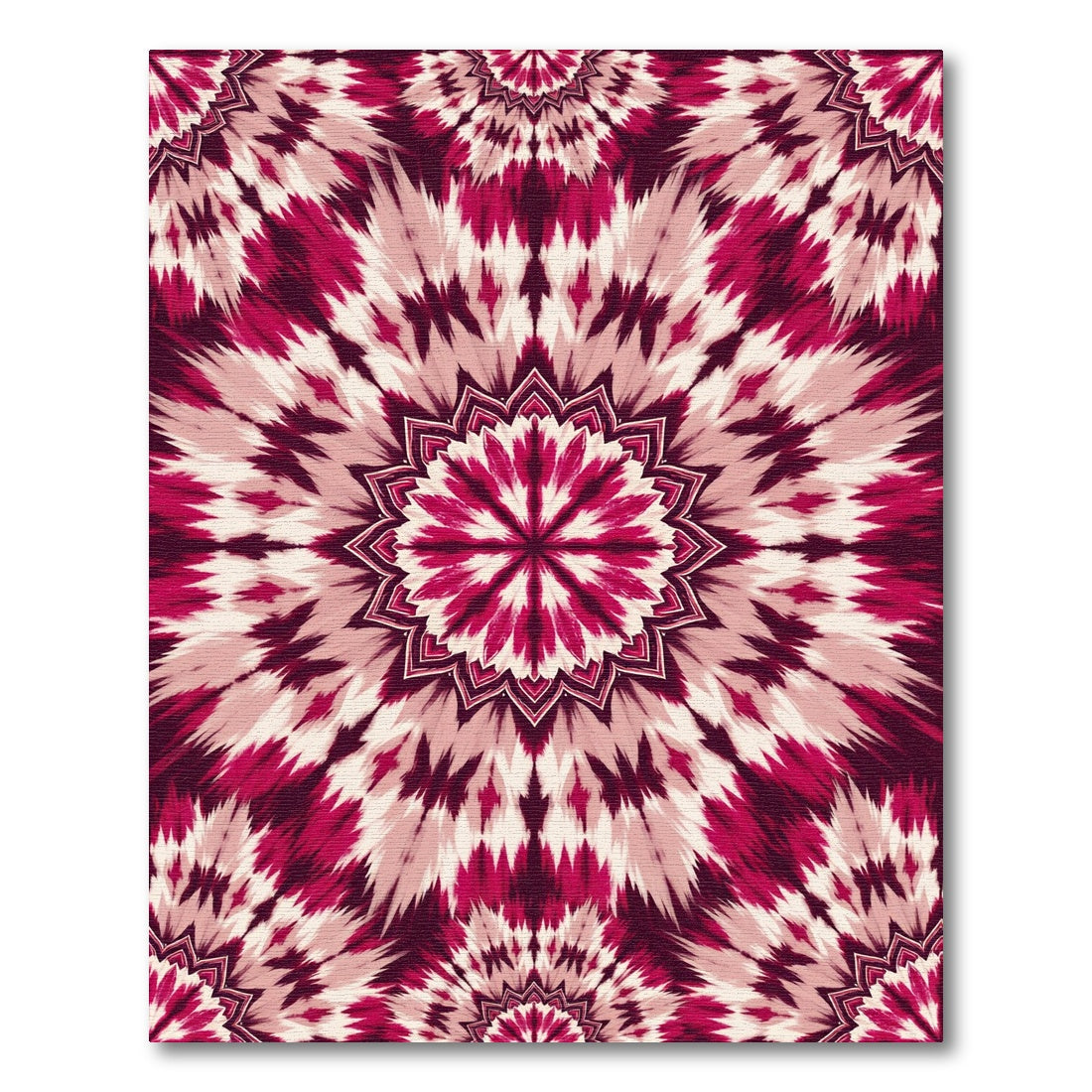 Crimson Rose Tie-Dye Mandala Rug