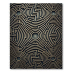 Golden Circular Maze Labyrinth Rug