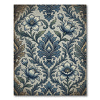 Classic Blue Floral Damask Rug