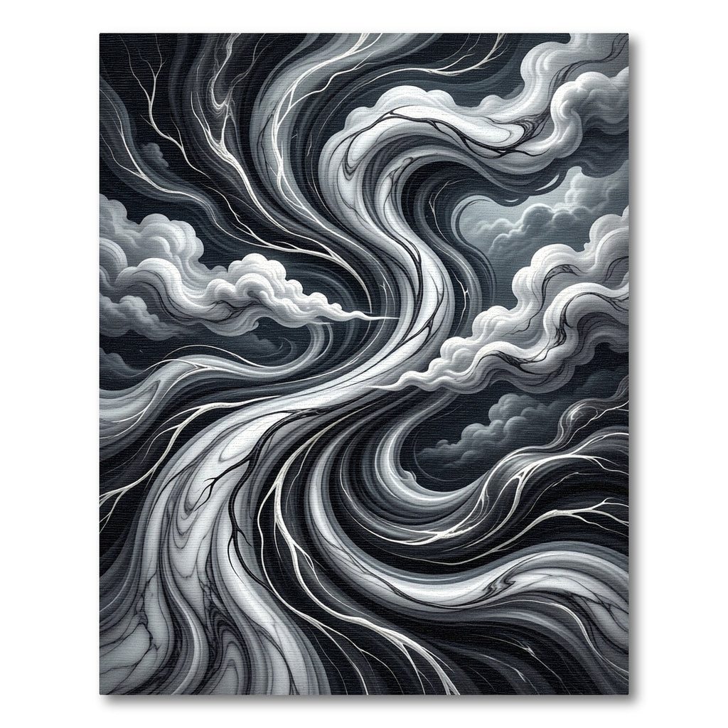 Monochromatic Swirling Cloud Branch Rug