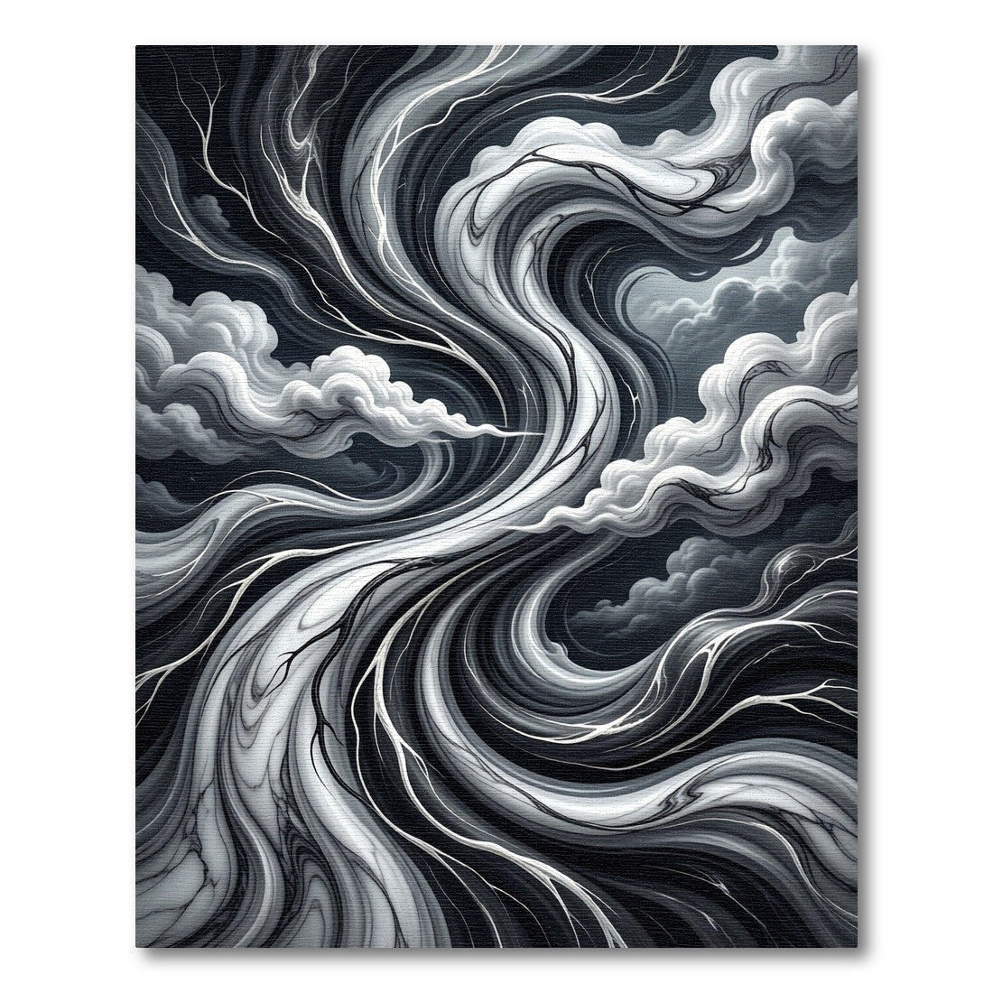 Monochromatic Swirling Cloud Branch Rug