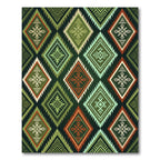 Geometric Emerald Tribal Diamond Rug