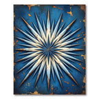 Azure Spiky Starburst Cobalt Weathered Rug