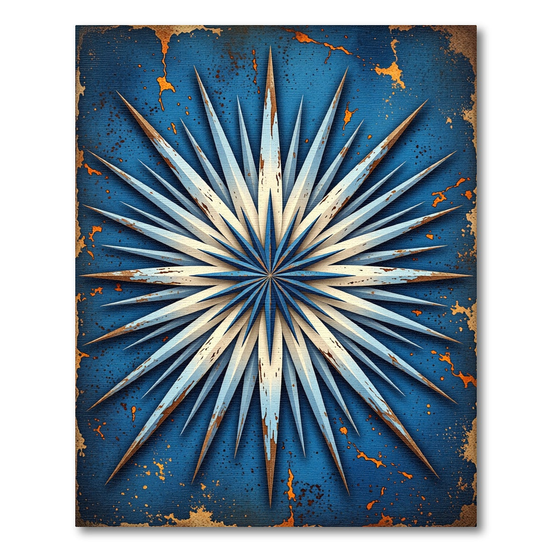 Azure Spiky Starburst Cobalt Weathered Rug
