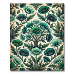 Emerald Teal Poppy Garden Tree Rug