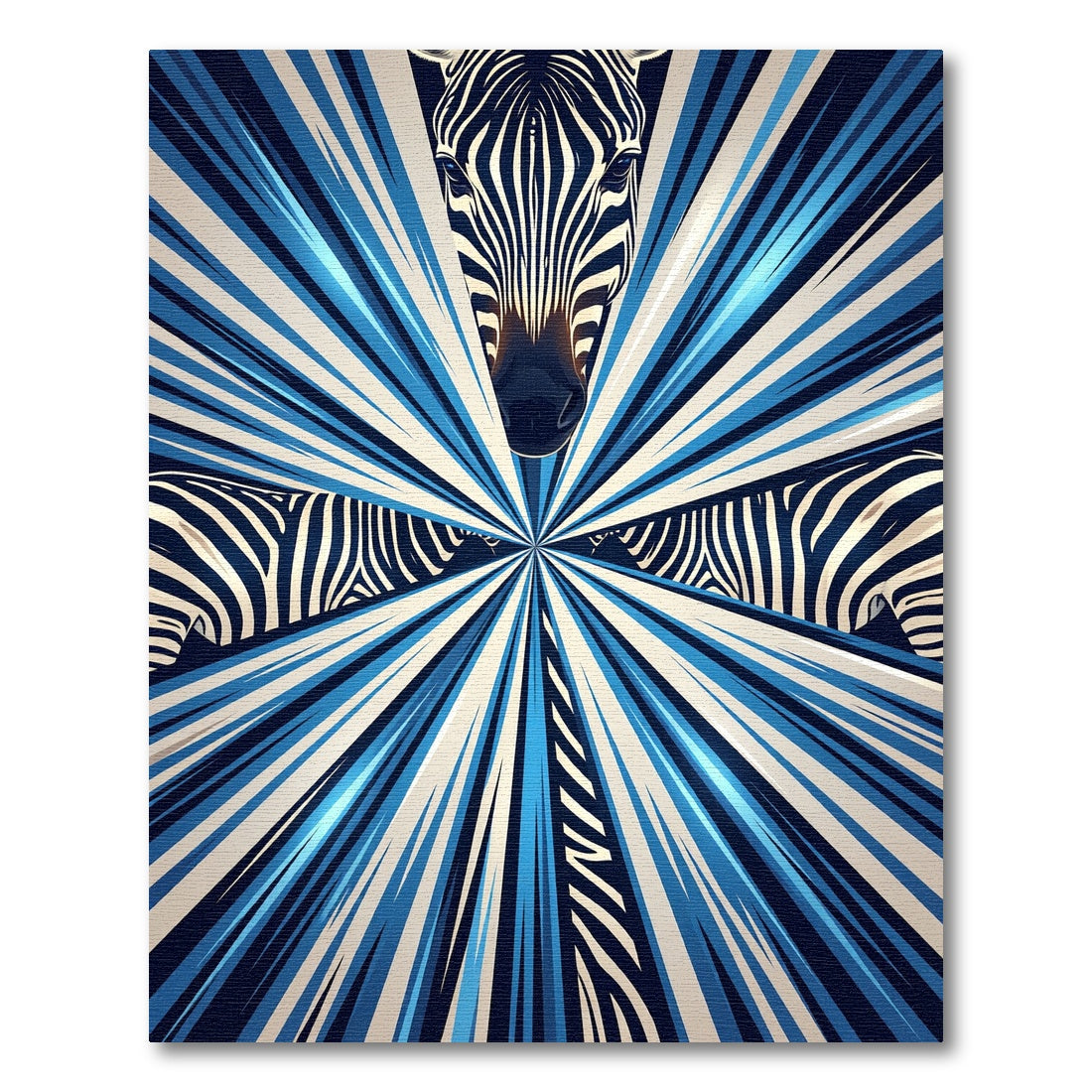Bold Blue Zebra Burst Rug
