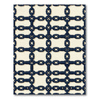 Dark Blue Interlocking Chain Lattice Rug