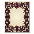 Ornate Deep Burgundy Baroque Scroll Frame Rug
