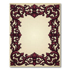 Ornate Deep Burgundy Baroque Scroll Frame Rug