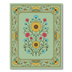 Golden Sunflower Floral Border Rug