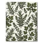 Dark Green Herb Sprig Cream Collage Rug