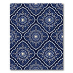 Midnight Blue Floral Mandala Trellis Rug