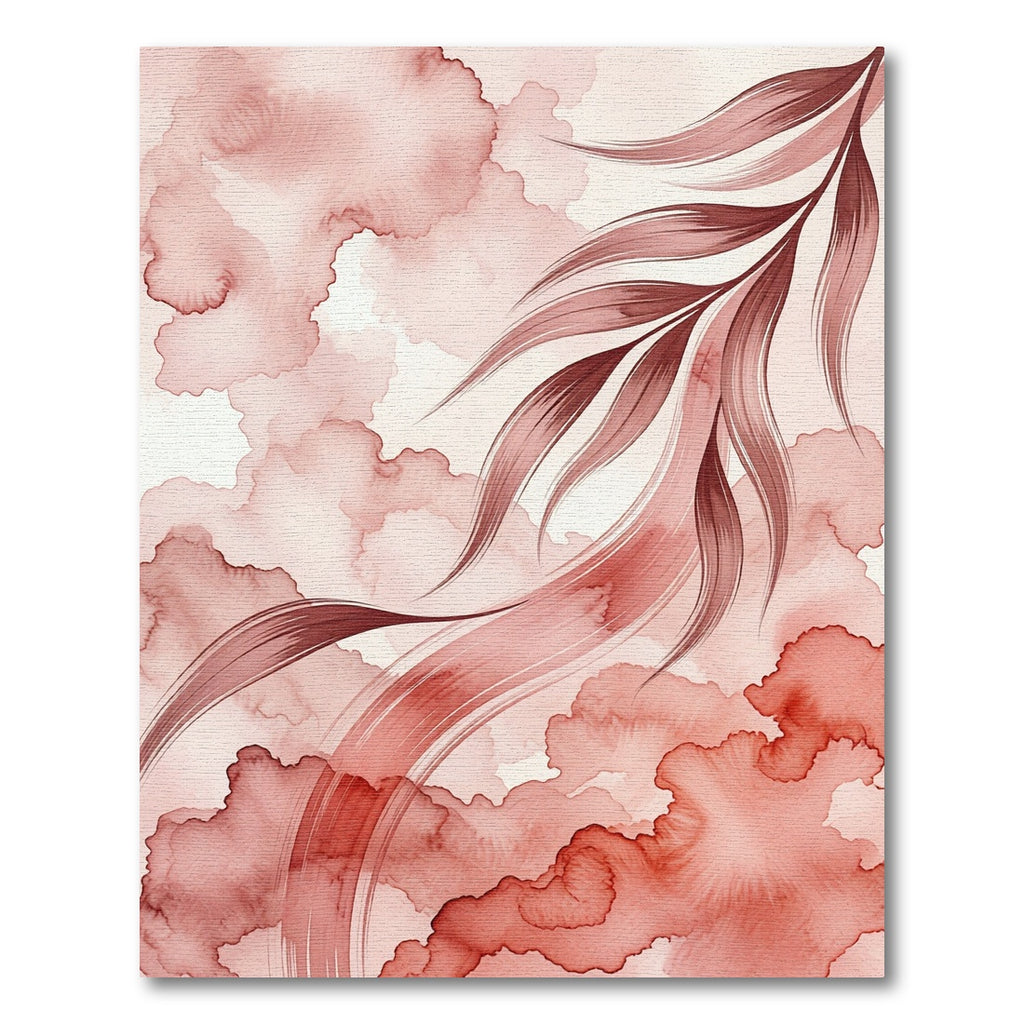 Ethereal Watercolor Blush Leaf Swirl Rug
