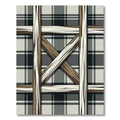 Rustic Black White Plaid Crisscross Rug