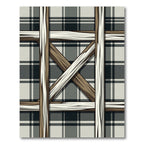 Rustic Black White Plaid Crisscross Rug