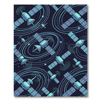 Cosmic Satellites Turquoise Orbit Pattern Rug