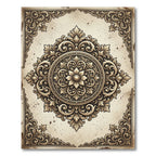 Antique Gold Scrollwork Floral Medallion Rug