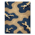 Modern Navy and Gold Fluid Contour Rug