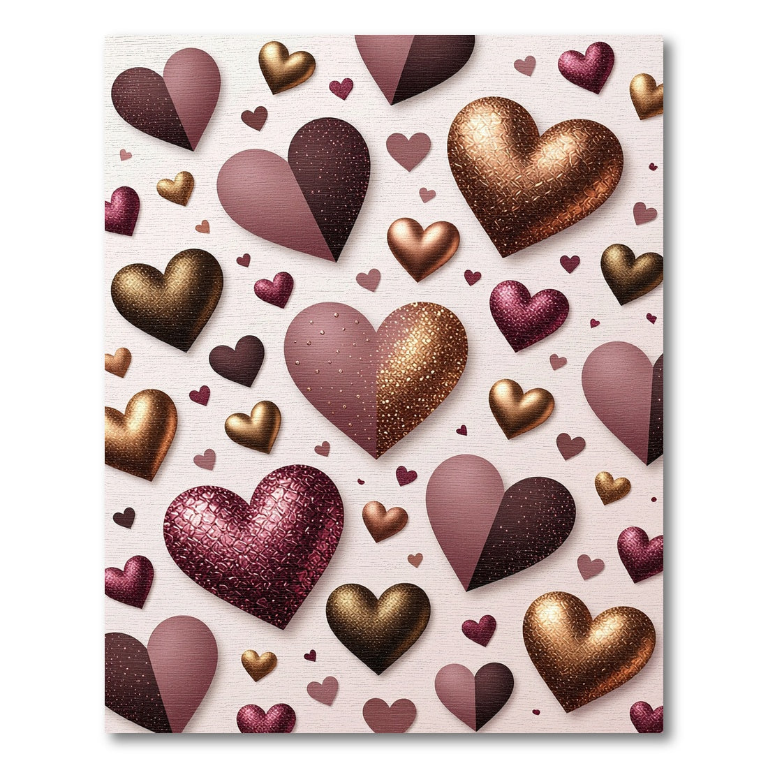 Metallic Rose Gold Heart Shower Rug