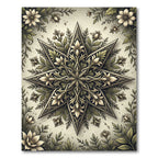 Floral Celestial Sage Eight Point Star Rug