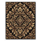 Golden Baroque Floral Swirl Rug