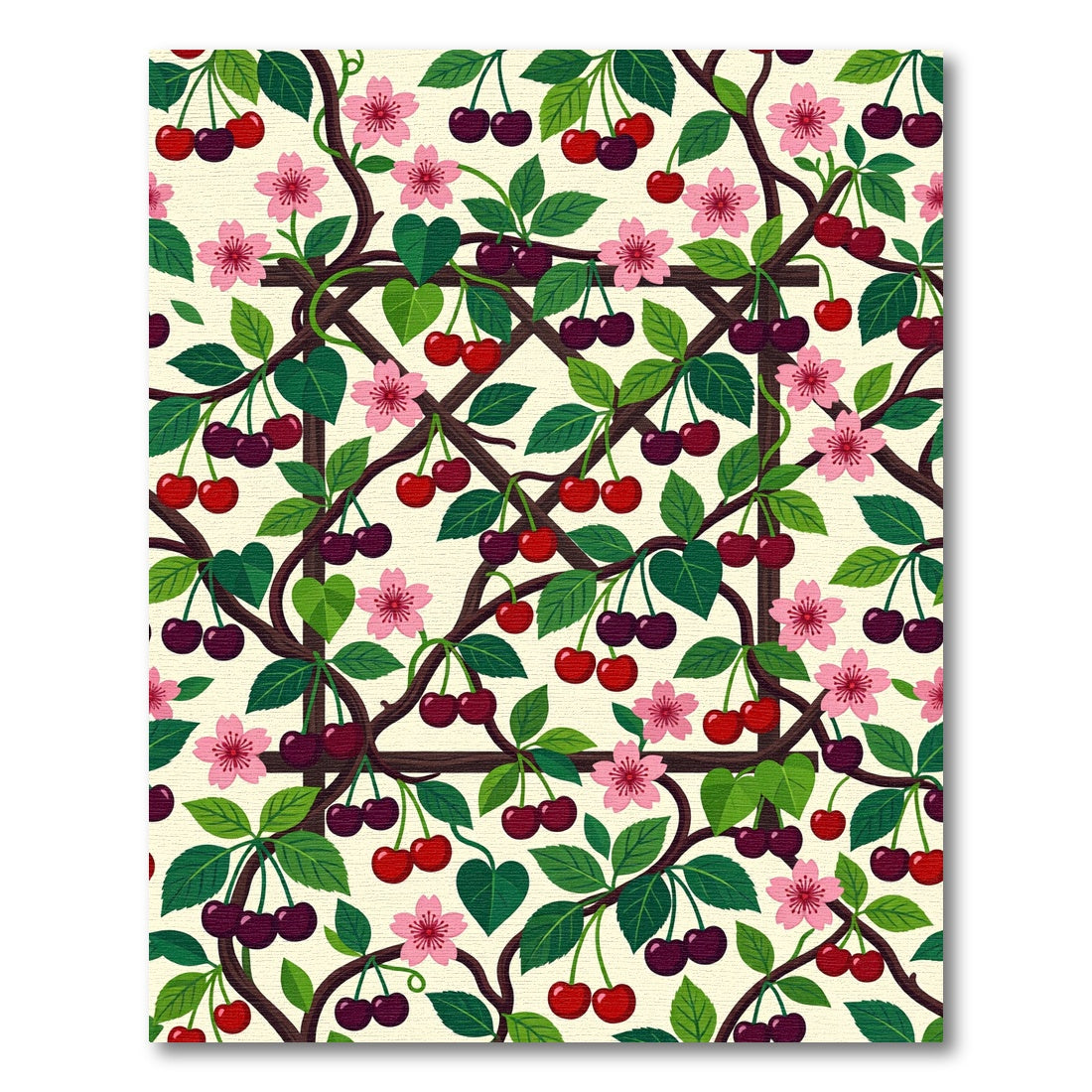 Blossoming Cherry Vine Trellis Cream Rug