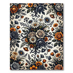 Vintage Orange Gray Floral Swirl Rug