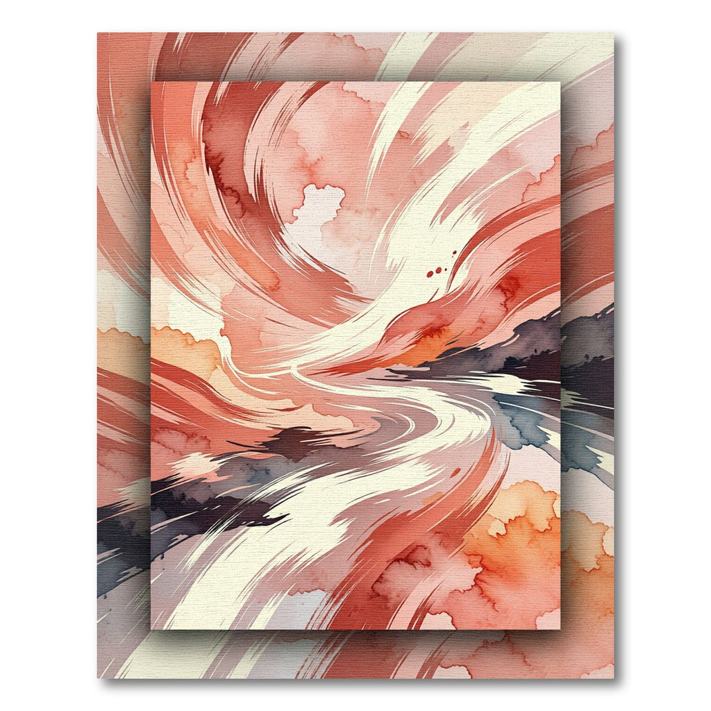 Abstract Crimson Swirl Watercolor Movement Rug
